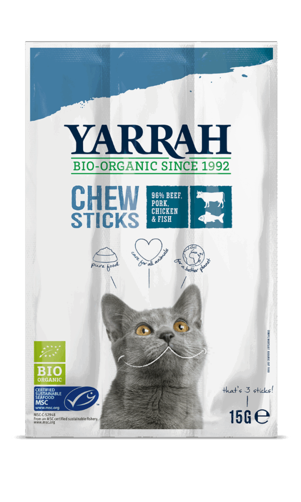 Yarrah kattensnack biologische kauwstaafjes 15gr