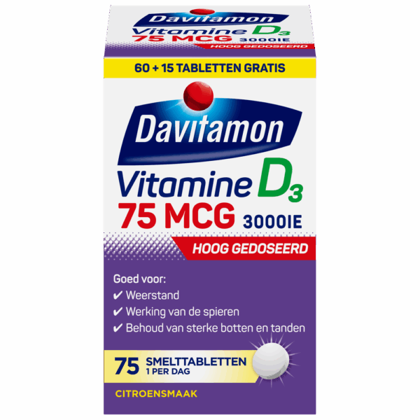 Davitamon Vitamine D3 75mcg Smelttabletten