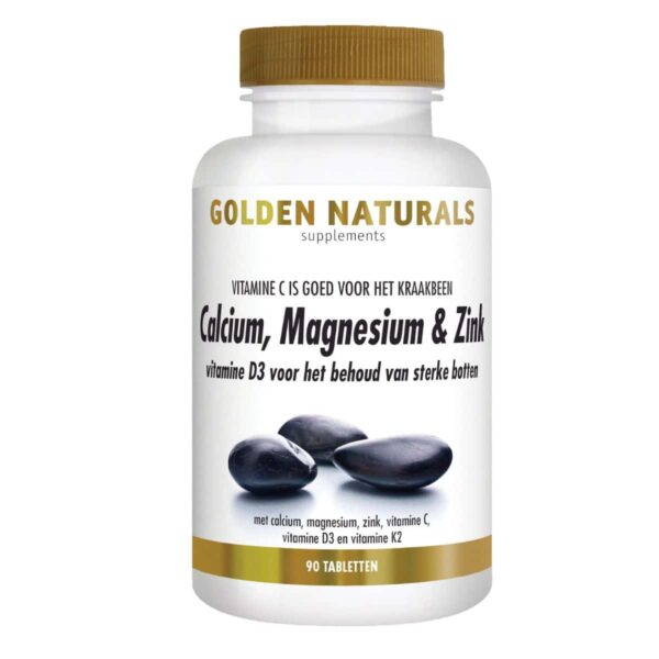 Golden Naturals Calcium, Magnesium Zink - 3 potten 20% korting