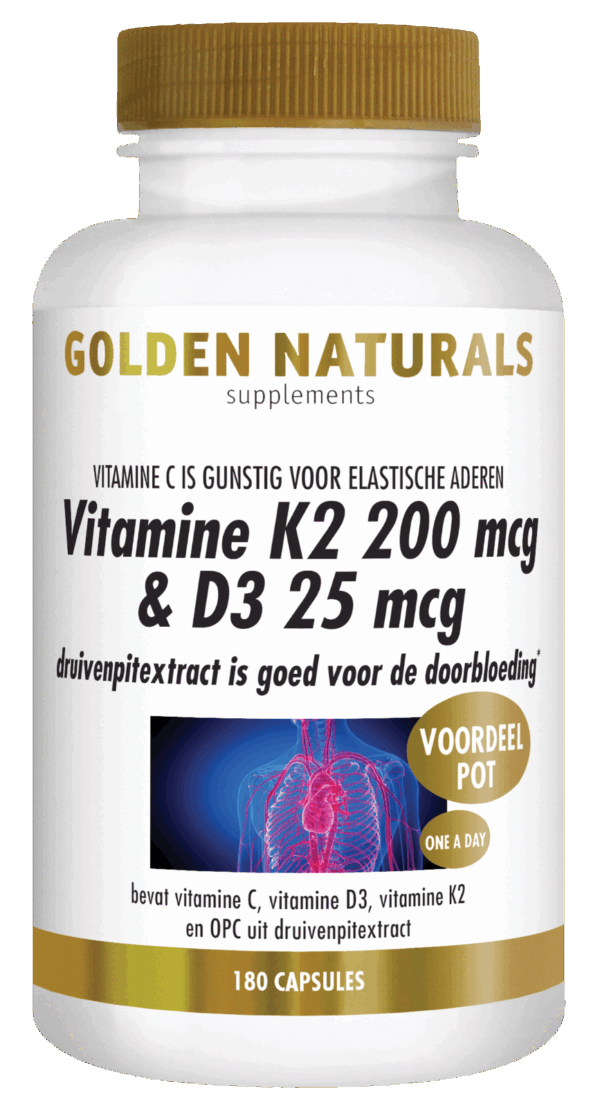Golden Naturals Vitamine K2 200mcg & D3 25mcg Capsules