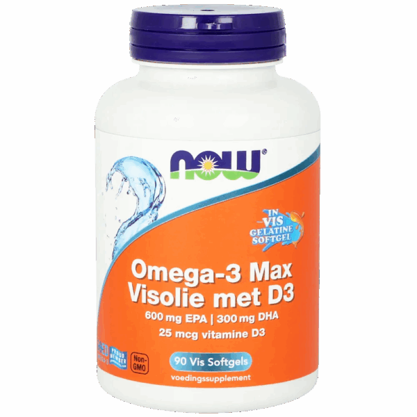 NOW Omega-3 Max Visolie met D3 Softgels