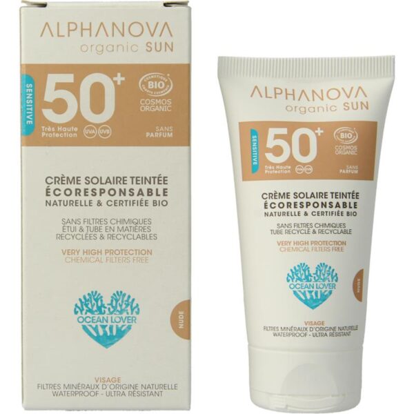 Alphanova Sun Sun getinte zonnebrand tegen zonne allergie SPF50