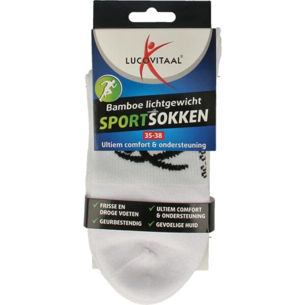 Lucovitaal sportsok bamboe wit 35-38