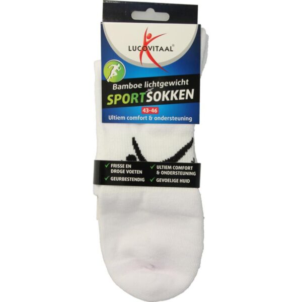 Lucovitaal sportsok bamboe wit 43-46