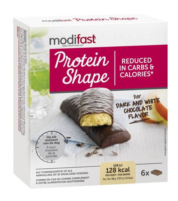 Modifast Protein shape reep pure & witte choco 6 x 31 gram