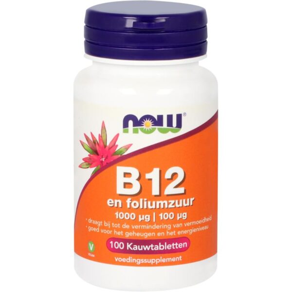 NOW Vitamine B12 1000 mcg en Foliumzuur 100 mcg